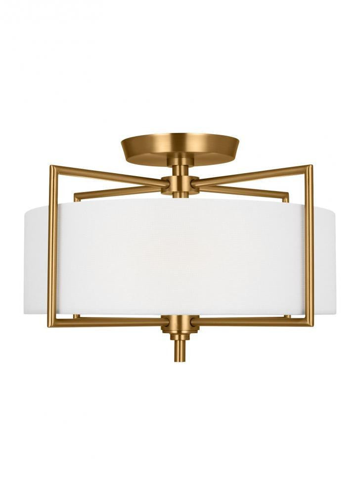 Visual Comfort Studio Perno 2 Light Medium Semi-Flush Mount Burnished Brass