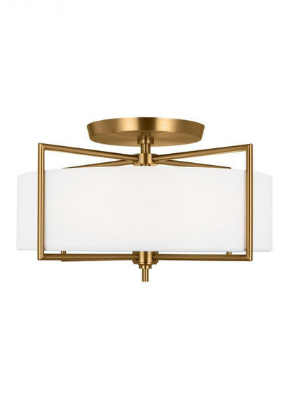 Visual Comfort Studio Perno 3 Light Large Semi-Flush Mount Burnished Brass