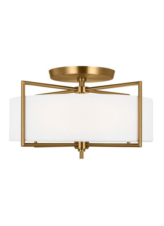 Visual Comfort Studio Perno 3 Light Large Semi-Flush Mount Burnished Brass