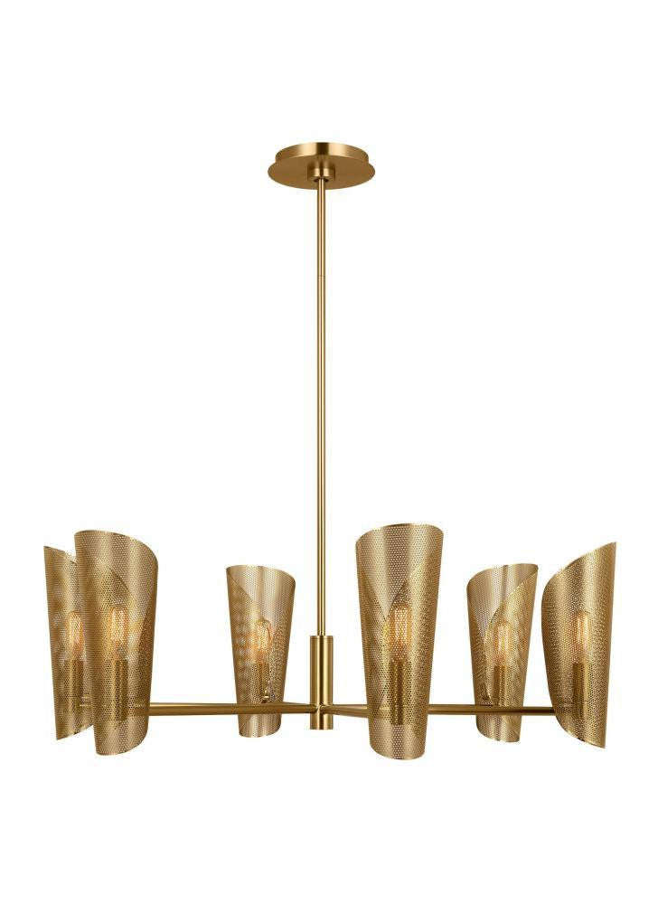 Visual Comfort Studio Plivot 6 Light Large Chandelier Burnished Brass