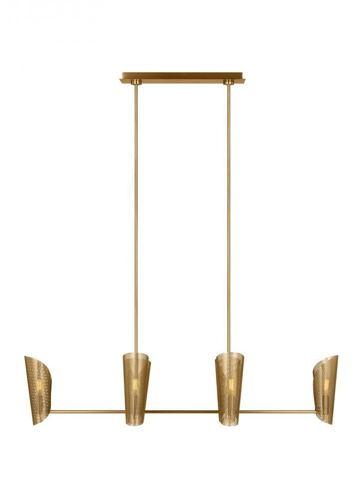 Visual Comfort Studio Plivot 6 Light Large Linear Chandelier Burnished Brass