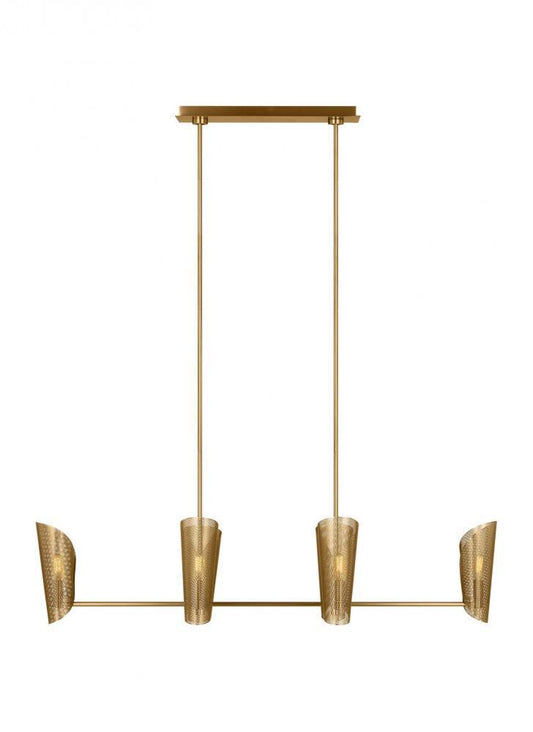 Visual Comfort Studio Plivot 6 Light Large Linear Chandelier Burnished Brass