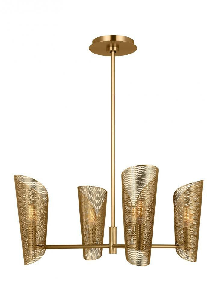 Visual Comfort Studio Plivot 3 Light Medium Chandelier Burnished Brass