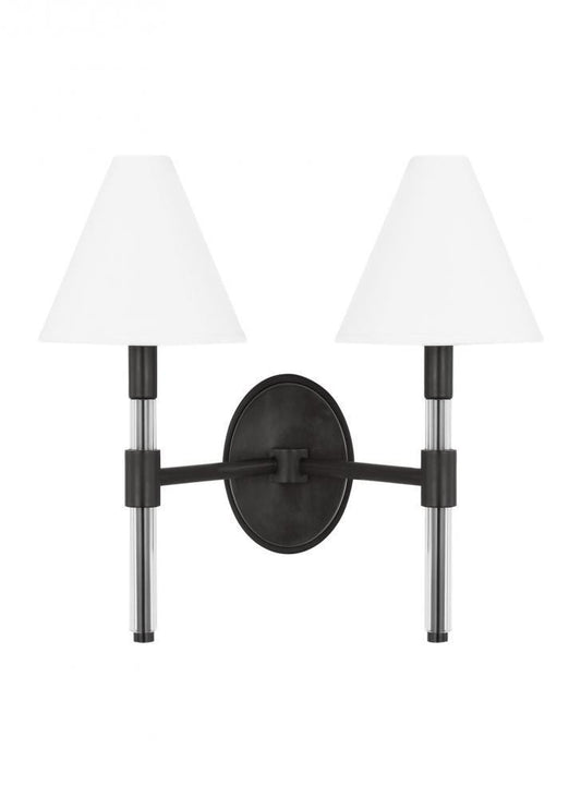 Visual Comfort Studio Robert 2 Light Vanity Light Aged Iron