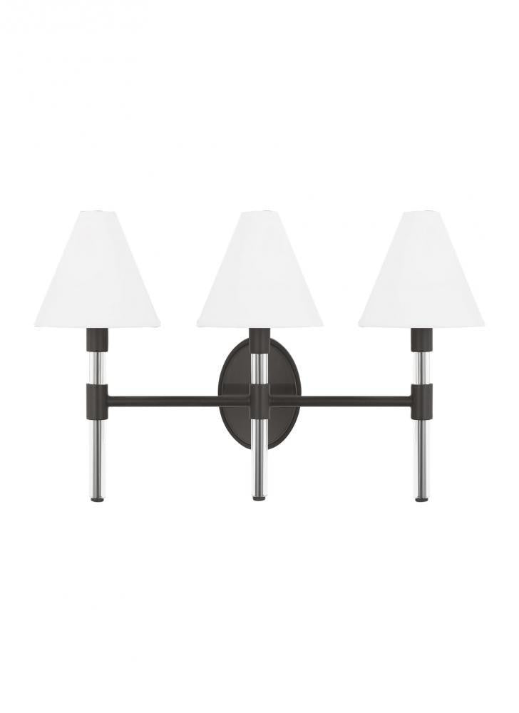 Visual Comfort Studio Robert 3 Light Vanity Light Aged Iron