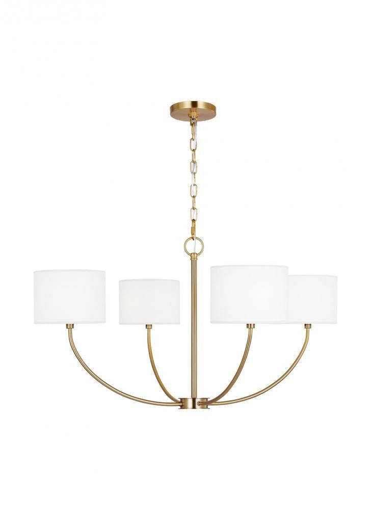 Visual Comfort Studio Sawyer 4 Light Small Chandelier Burnished Brass