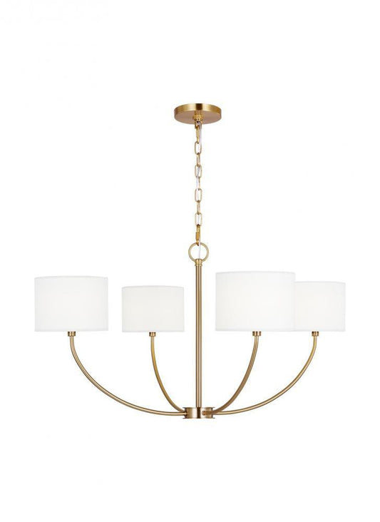 Visual Comfort Studio Sawyer 4 Light Small Chandelier Burnished Brass