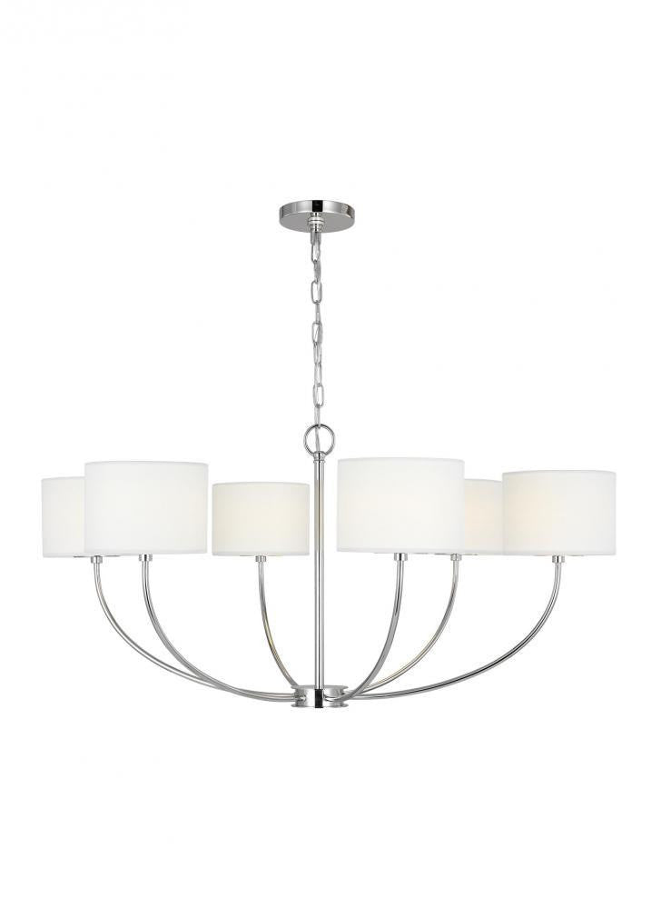 Visual Comfort Studio Sawyer 6 Light Medium Chandelier Polished Nickel