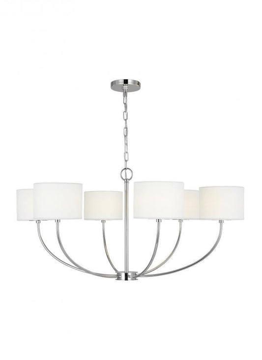 Visual Comfort Studio Sawyer 6 Light Medium Chandelier Polished Nickel