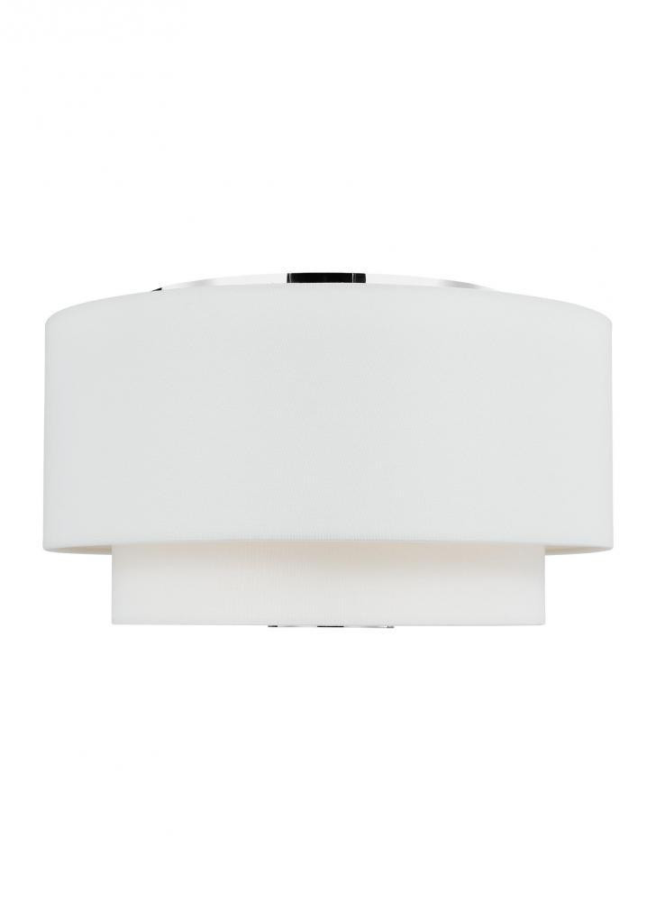 Visual Comfort Studio Sawyer 3 Light Flush Mount Polished Nickel