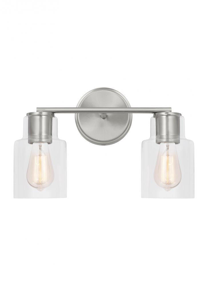 Visual Comfort Studio Sayward 2 Light Bath Wall Sconce Brushed Steel
