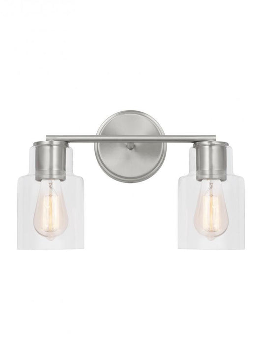 Visual Comfort Studio Sayward 2 Light Bath Wall Sconce Brushed Steel