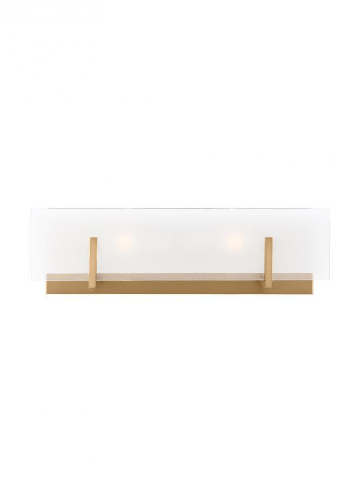 Visual Comfort Studio Syll 2 Light LED Bath Wall Sconce Satin Brass