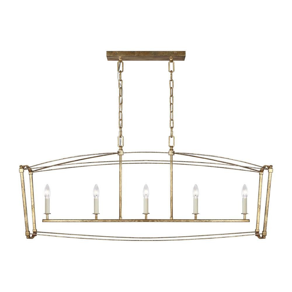 Visual Comfort Studio Thayer 5 Light Linear Chandelier Antique Gild