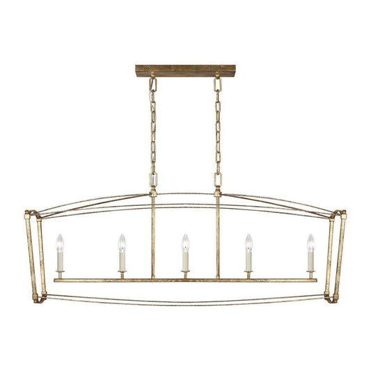 Visual Comfort Studio Thayer 5 Light Linear Chandelier Antique Gild