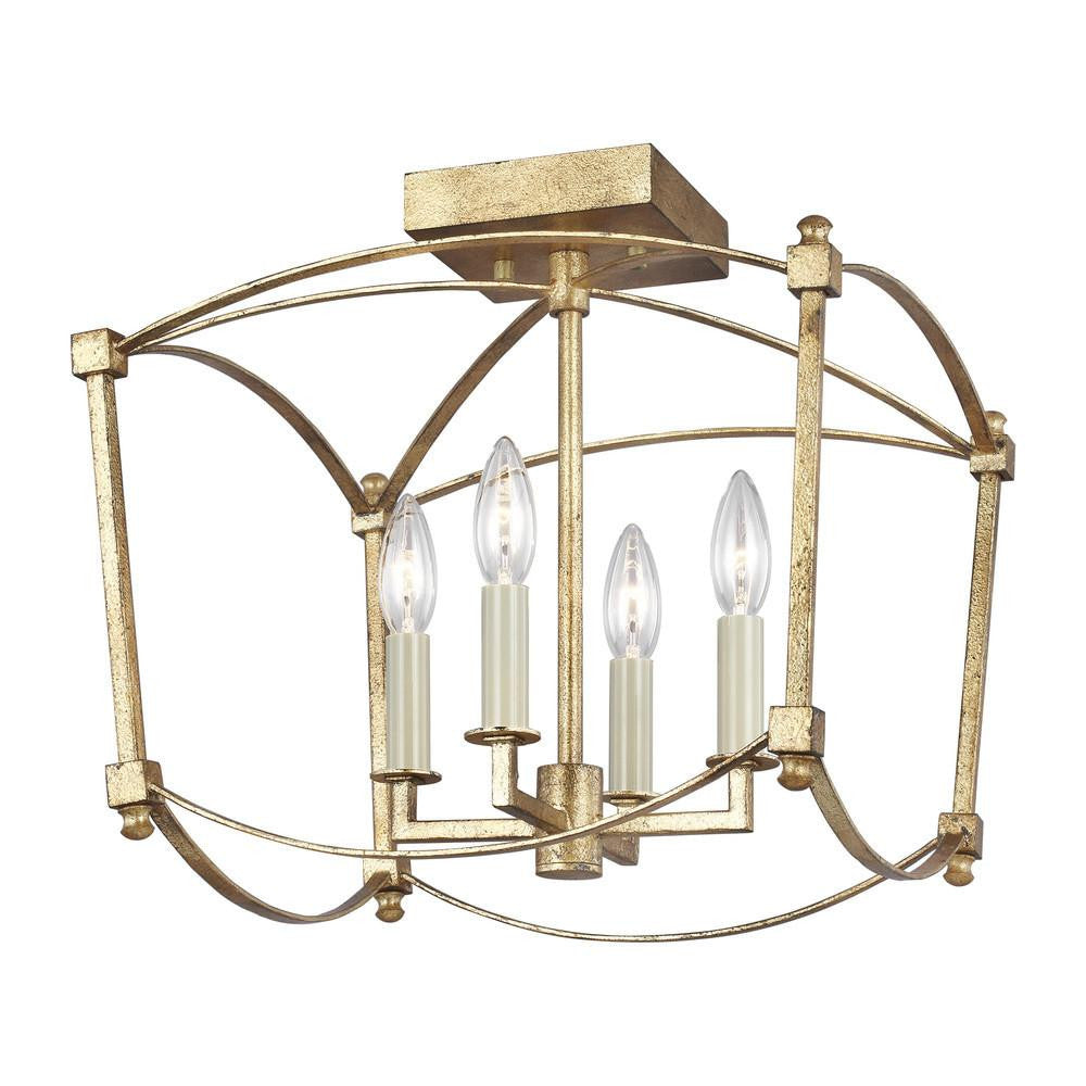 Visual Comfort Studio Thayer 4 Light Semi Flush Mount Antique Gild