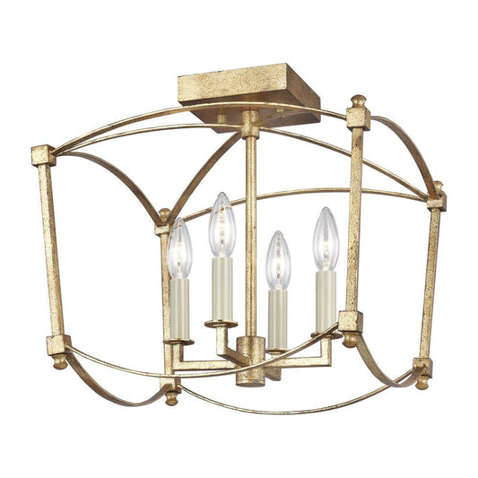 Visual Comfort Studio Thayer 4 Light Semi Flush Mount Antique Gild