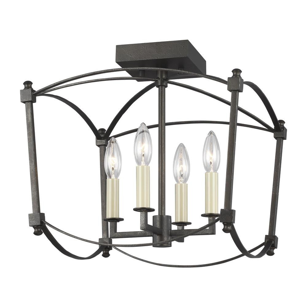Visual Comfort Studio Thayer 4 Light Semi Flush Mount Smith Steel