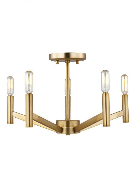 Visual Comfort Studio Vector 5 Light Semi-Flush Mount Satin Brass