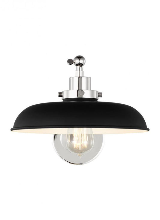 Visual Comfort Studio Wellfleet Single Arm Wide Task Wall Sconce Midnight Black and Polished Nickel