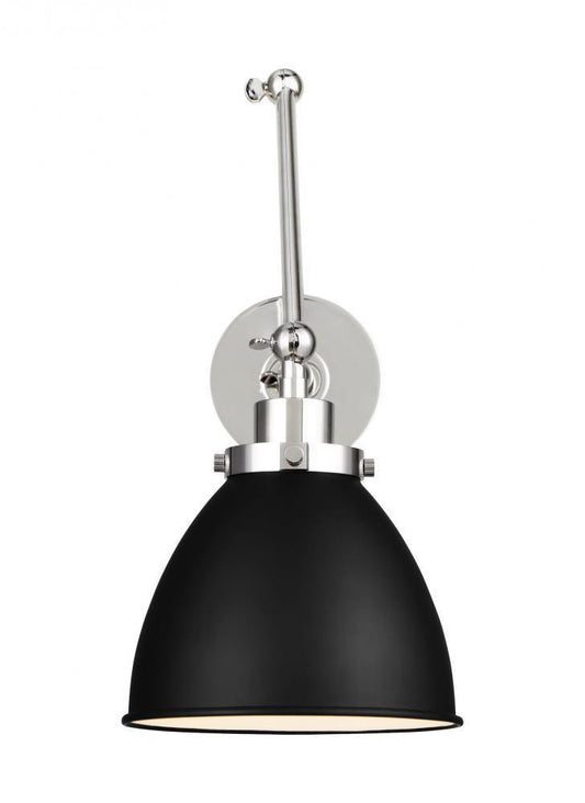 Visual Comfort Studio Wellfleet Double Arm Dome Task Wall Sconce Midnight Black and Polished Nickel