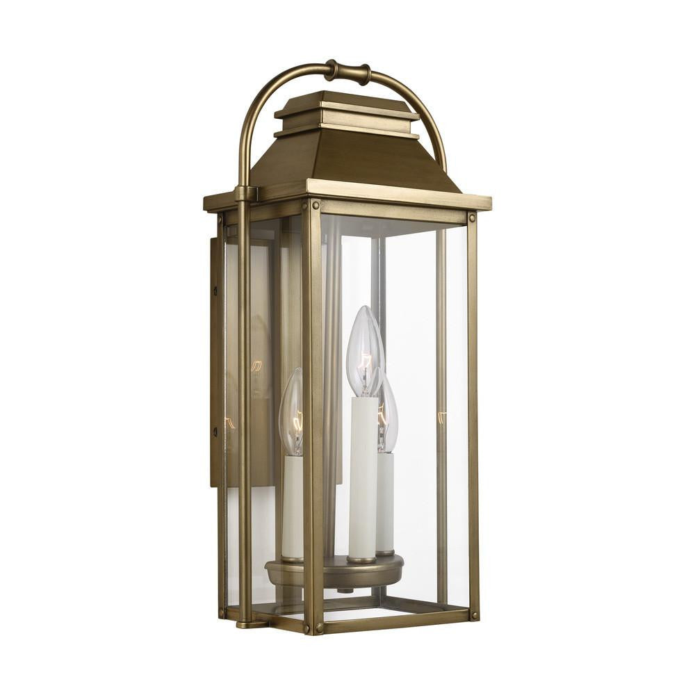 Visual Comfort Studio Wellsworth Small Lantern Painted Distressed Brass