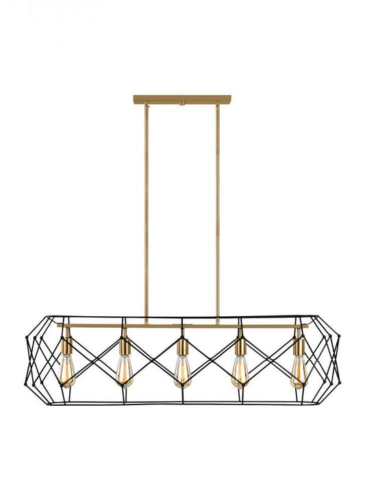 Visual Comfort Studio Zarra 5 Light Linear Lantern Satin Brass