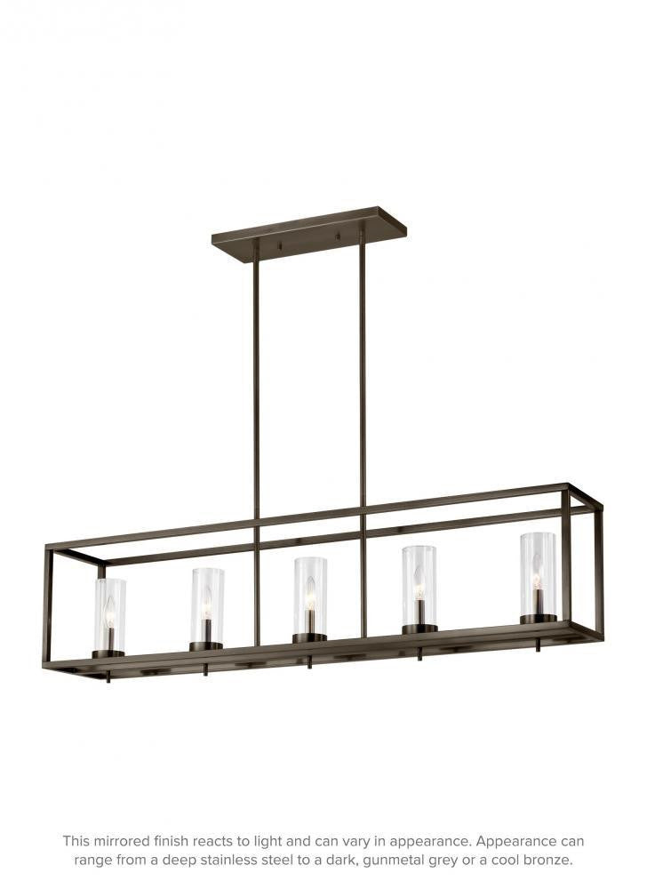 Visual Comfort Studio Zire 5 Light Island Pendant Brushed Oil Rubbed Bronze