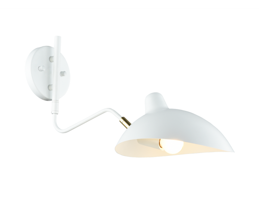 Matteo Lighting Droid Wall Sconce in White and Brushed Gold, 9.25"W (W57901WH)