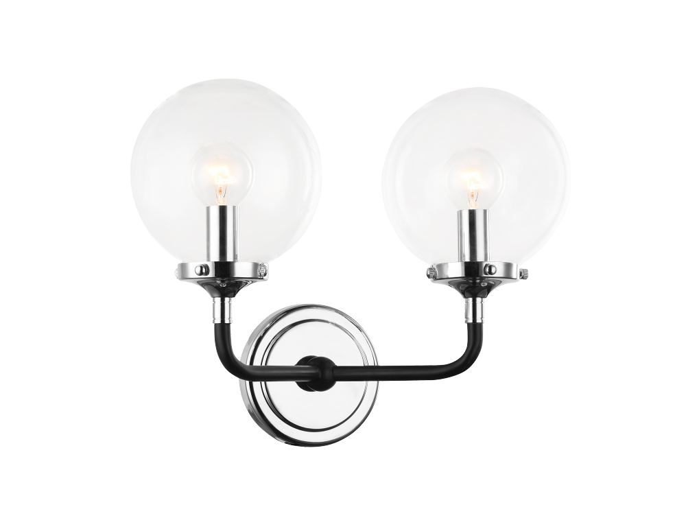 Matteo Lighting Particles 2-Light Vanity Black, Chrome