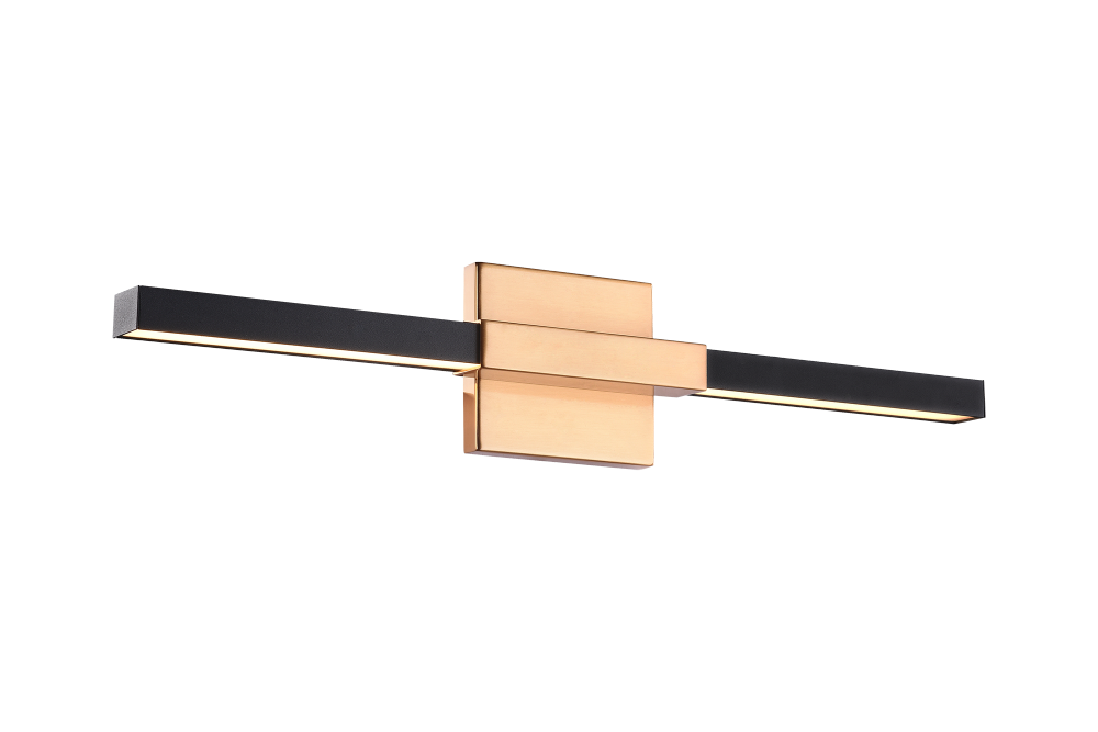 Matteo Lighting Lineare 2-Light 22-in Vanity Matte Black, Aged Brass