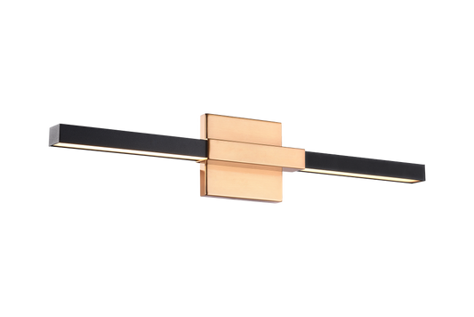 Matteo Lighting Lineare 2-Light 22-in Vanity Matte Black, Aged Brass
