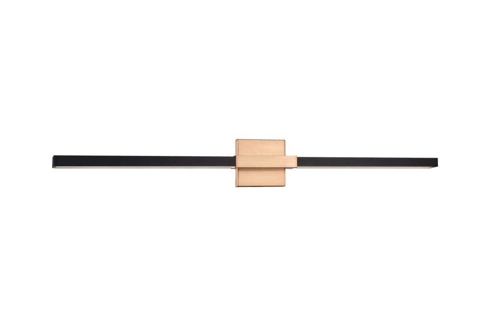 Matteo Lighting Lineare 2-Light 36-in Vanity Matte Black, Aged Brass