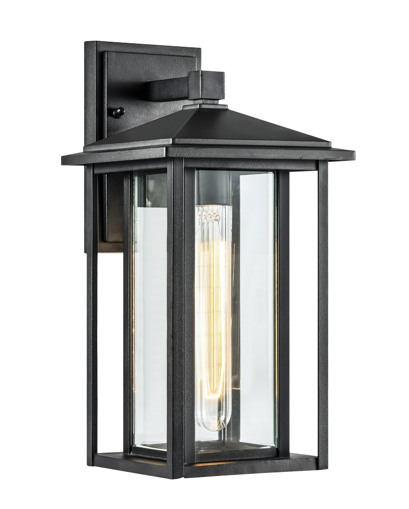 Matteo Lighting Caldwell 18-in Outdoor Wall Lantern Black, Matte Black
