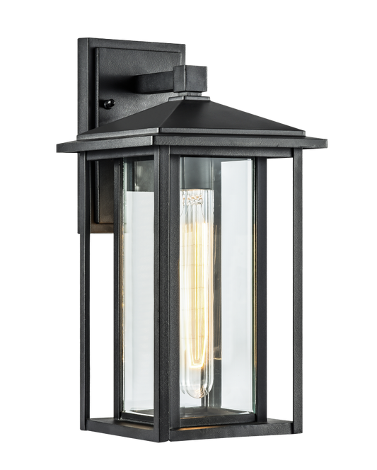 Matteo Lighting Caldwell 18-in Outdoor Wall Lantern Black, Matte Black