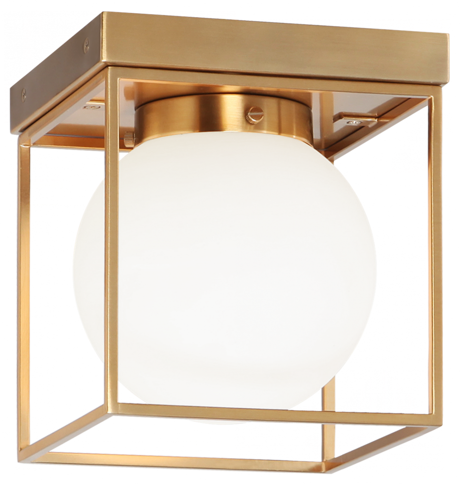 Matteo Lighting Squircle 7-in Globe Wall Sconce/Ceiling Mount Brass, Aged Brass