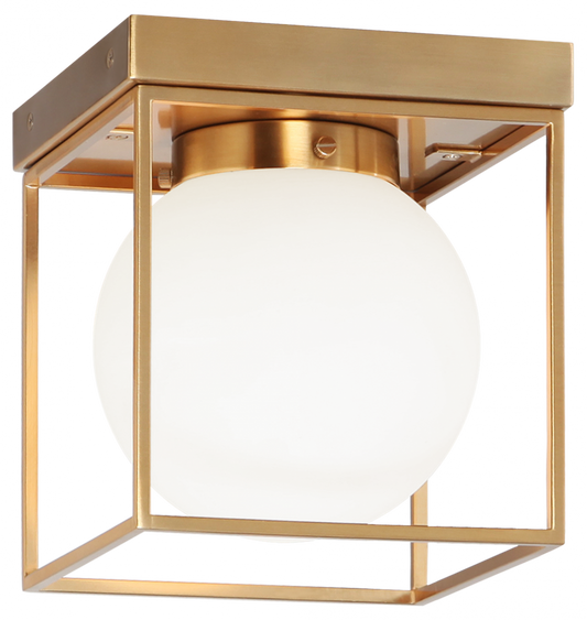 Matteo Lighting Squircle 7-in Globe Wall Sconce/Ceiling Mount Brass, Aged Brass