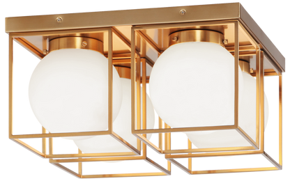 Matteo Lighting Squircle 4-Light Flush Mount Brass, Aged Brass