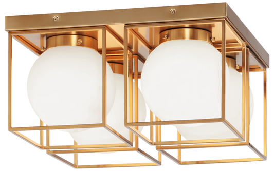 Matteo Lighting Squircle 4-Light Flush Mount Brass, Aged Brass