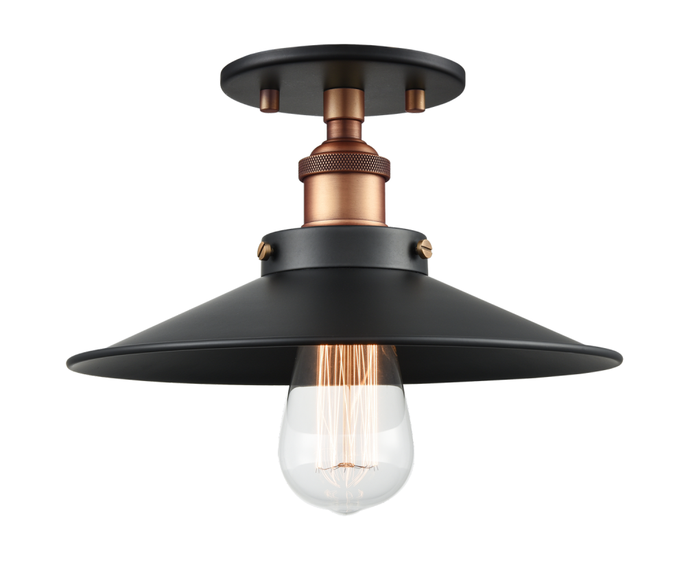 Matteo Lighting Bulstrodes Workshop 10-in Semi-Flush Mount Aged Brass