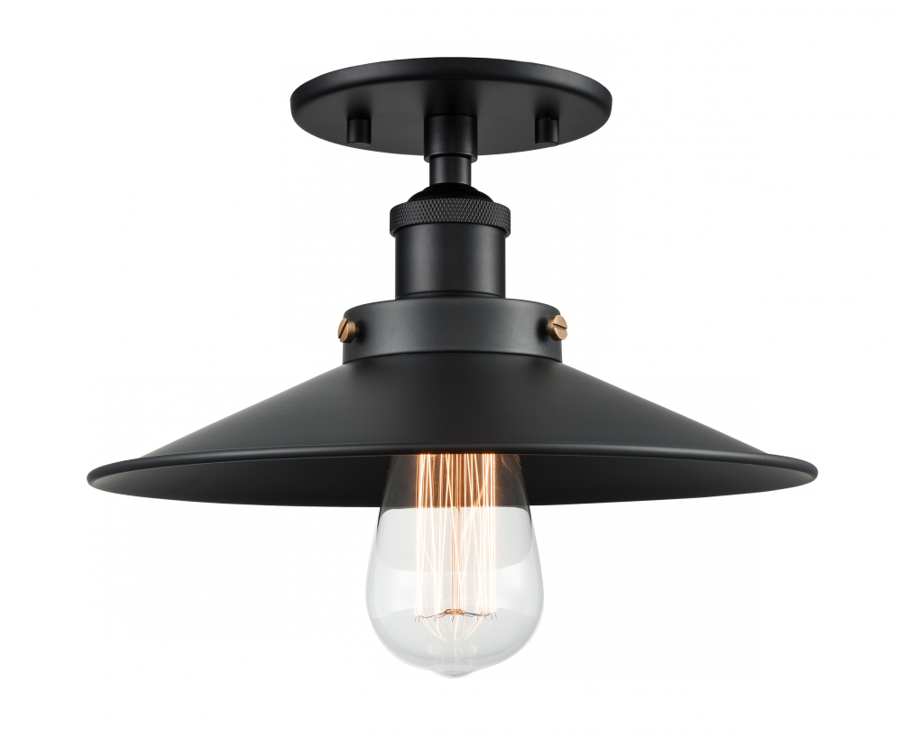 Matteo Lighting Bulstrodes Workshop 10-in Semi-Flush Mount Black