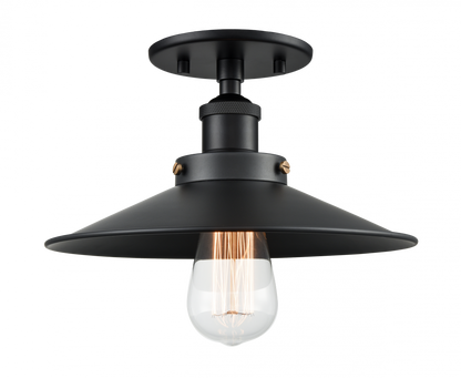Matteo Lighting Bulstrodes Workshop 10-in Semi-Flush Mount Black