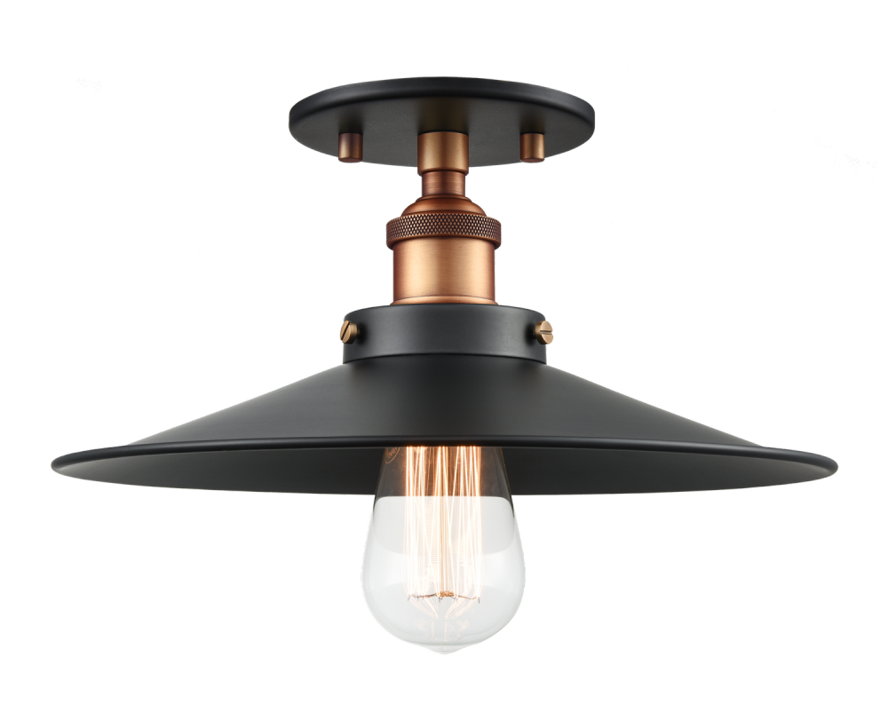 Matteo Lighting Bulstrodes Workshop 12-in Semi-Flush Mount Brass, Aged Brass