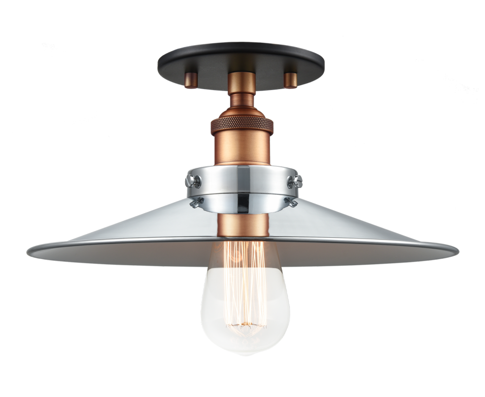 Matteo Lighting Bulstrodes Workshop 12-in Semi-Flush Mount Brass, Aged Brass