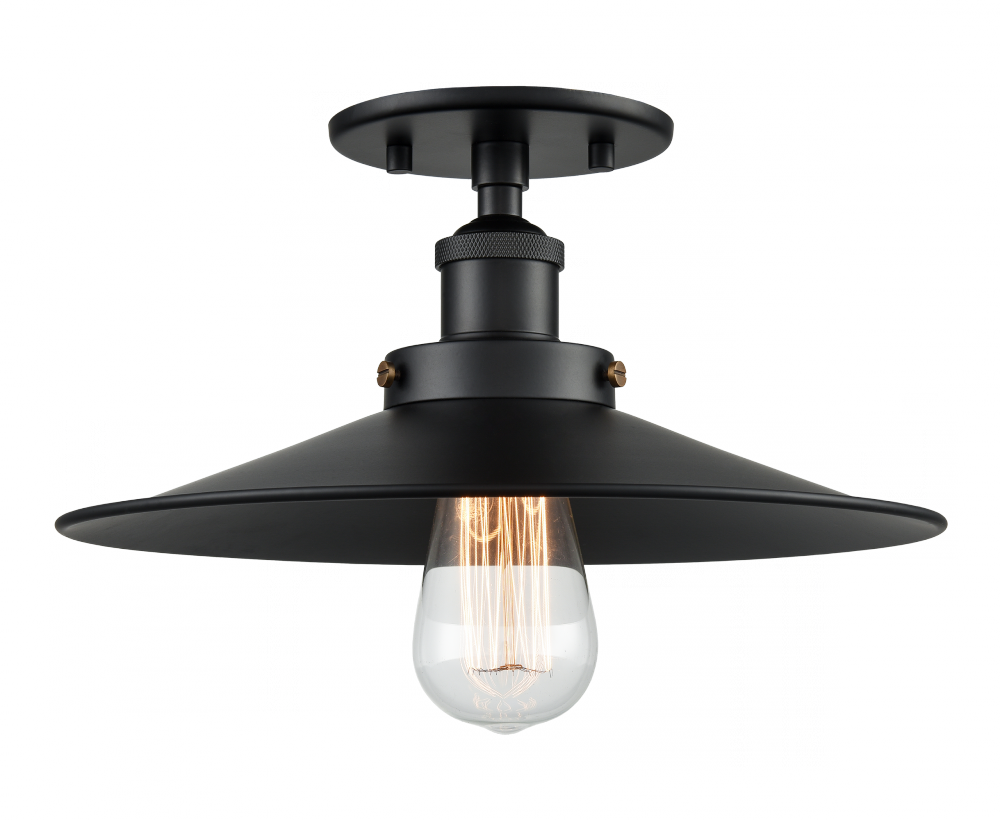Matteo Lighting Bulstrodes Workshop 12-in Semi-Flush Mount Black