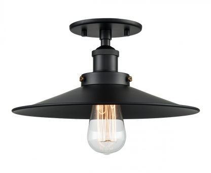 Matteo Lighting Bulstrodes Workshop 12-in Semi-Flush Mount Black
