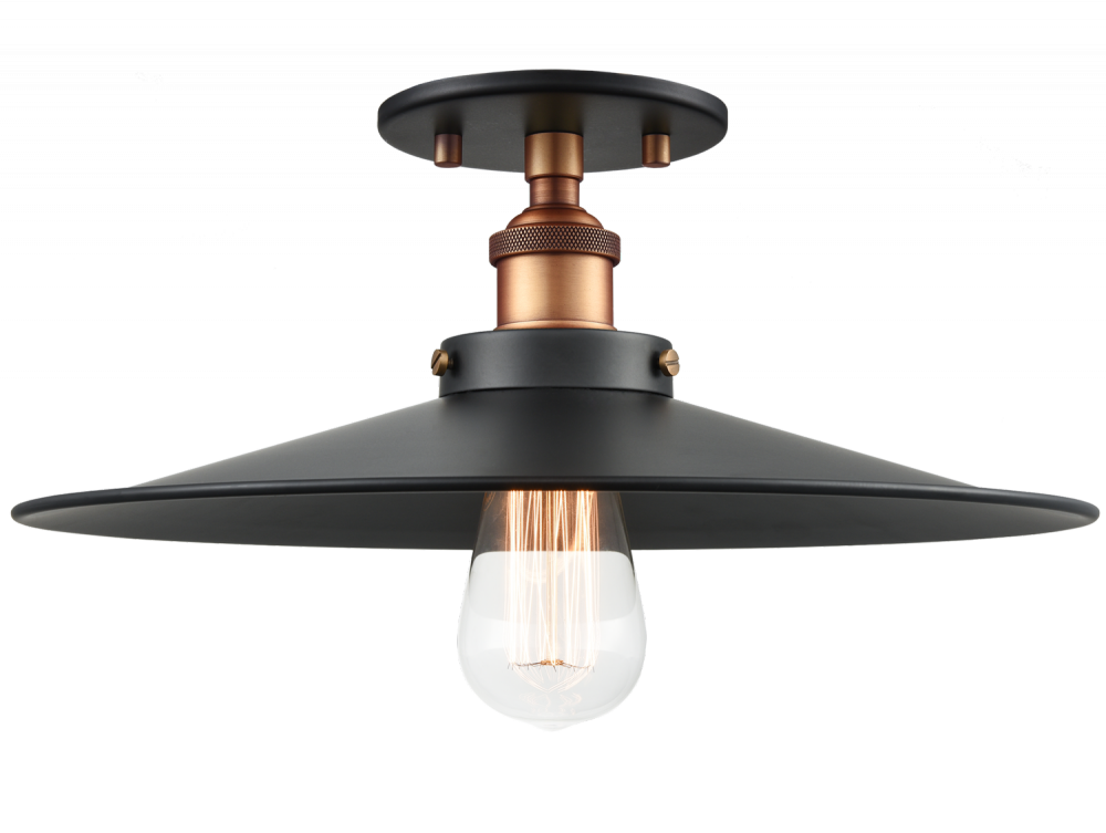 Matteo Lighting Bulstrodes Workshop 14-in Semi-Flush Mount Brass, Aged Brass