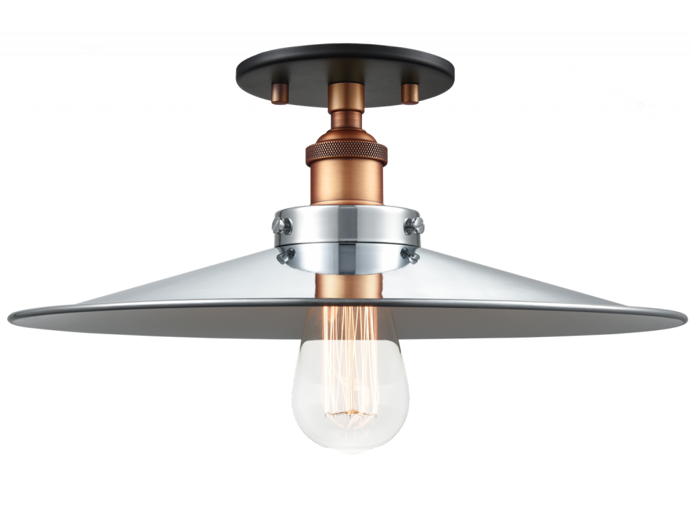 Matteo Lighting Bulstrodes Workshop 14-in Semi-Flush Mount Brass, Aged Brass