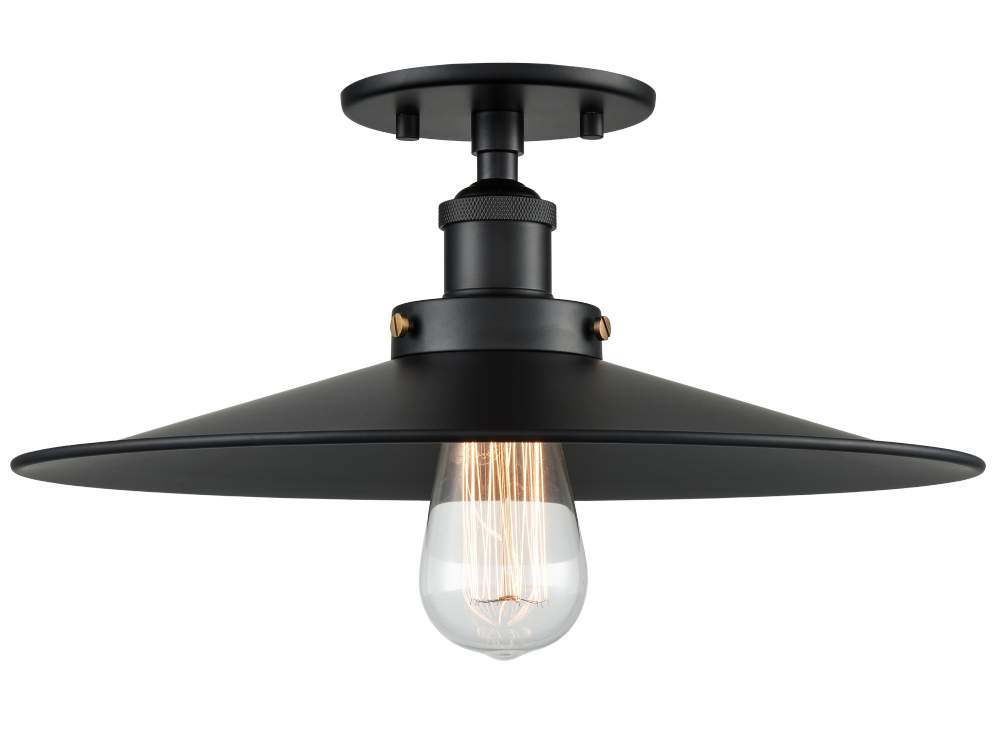 Matteo Lighting Bulstrodes Workshop 14-in Semi-Flush Mount Black