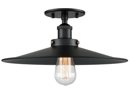 Matteo Lighting Bulstrodes Workshop 14-in Semi-Flush Mount Black